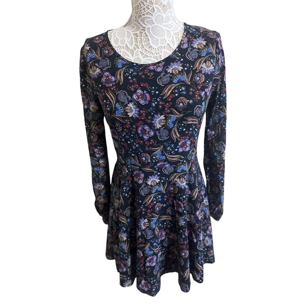 Forever 21 Blue Multicolored Floral Mini Dress Womens Size Large-EUC